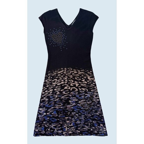 DESIGUAL Cap Sleeve Soft Knit Embellished Dress Size Medium - Picture 2 of 7